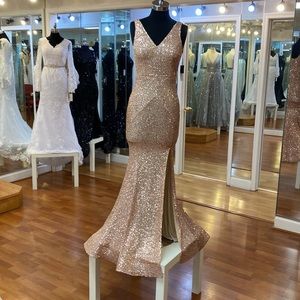 ✔️ sparkle blush gold special occasion or prom dress